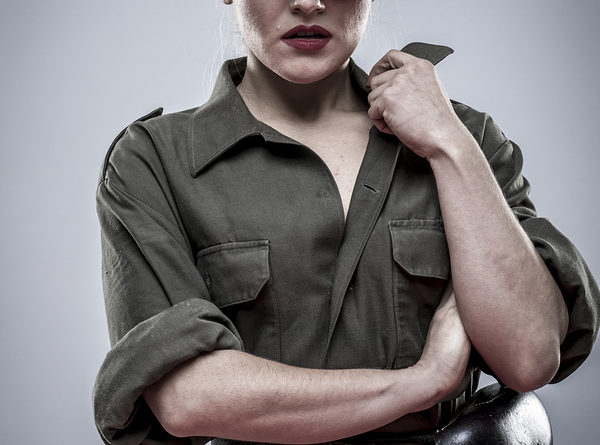 Nazi, German officer in World War II, reenactment, soldier beautiful woman