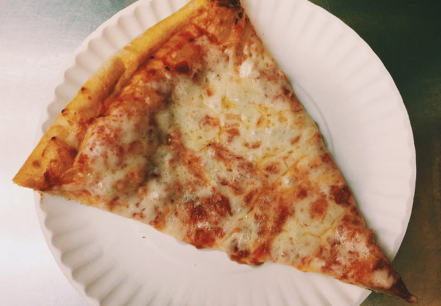 Cheese Pizza Slice on Paper Plate