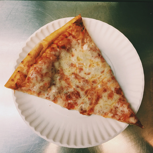 Cheese Pizza Slice on Paper Plate