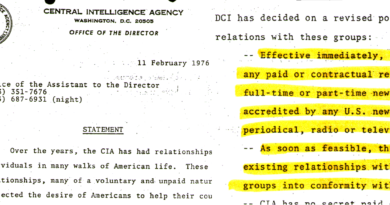 Screen shot of CIA statement re journalists