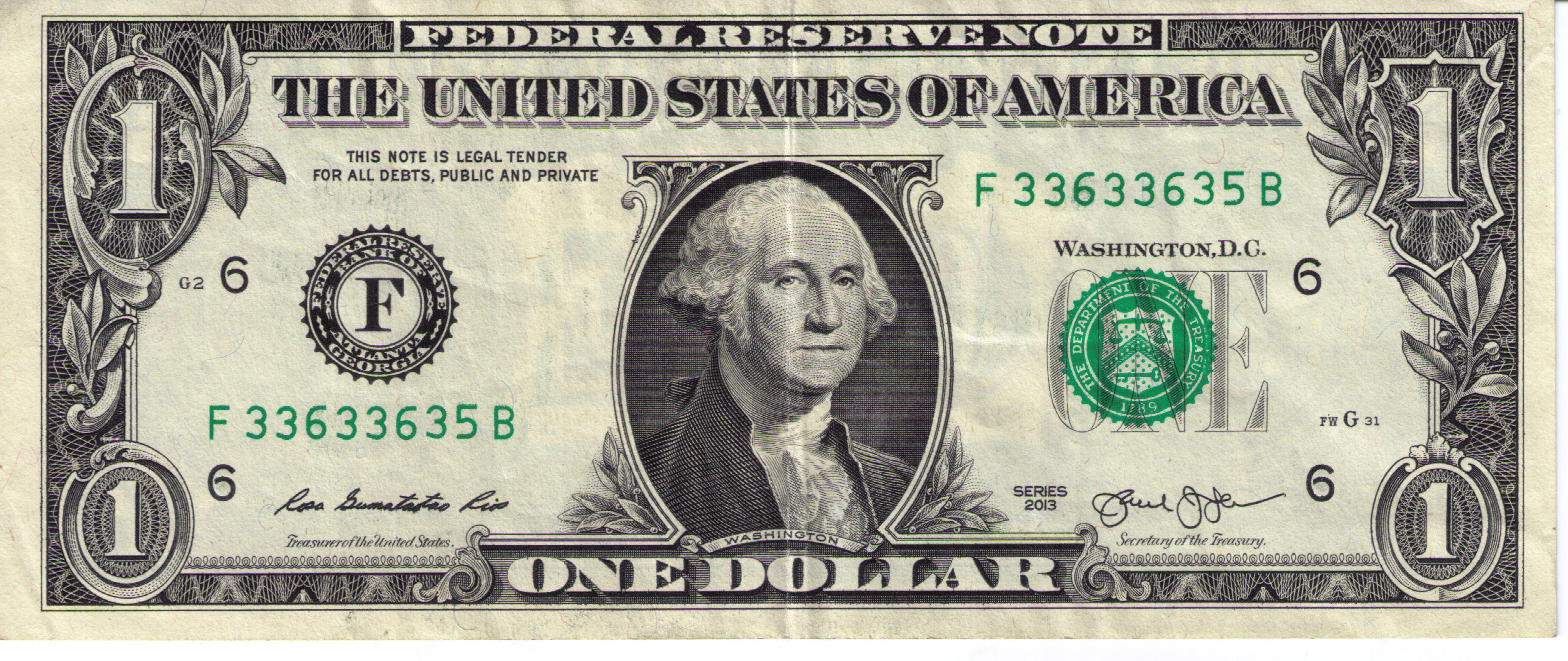 U.S. Dollar Bill/Federal Reserve Note