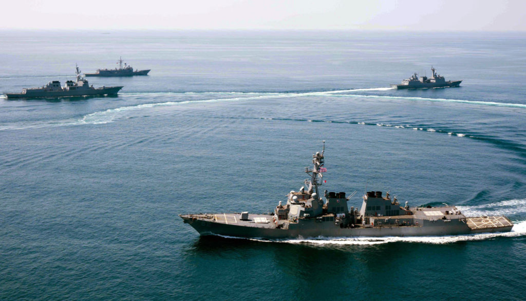 USS Lassen conducts exercises with Korean and Turkish navy ships.