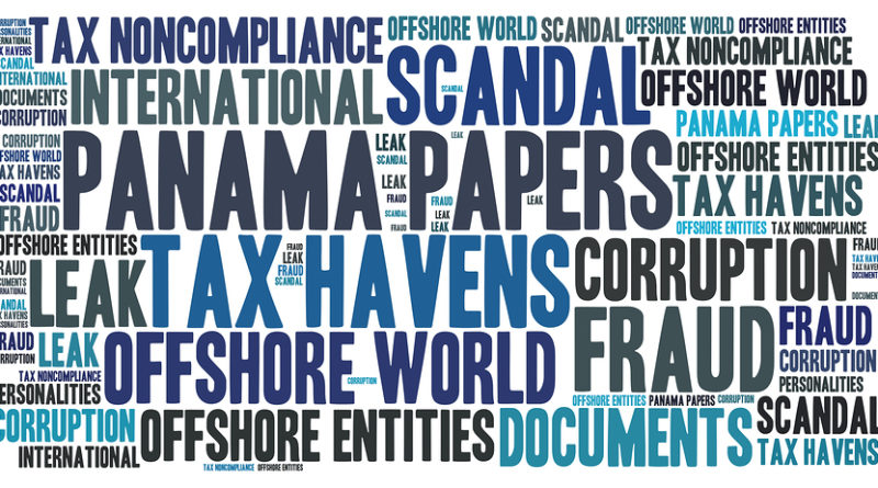 Panama papers scandal word cloud concept illustration