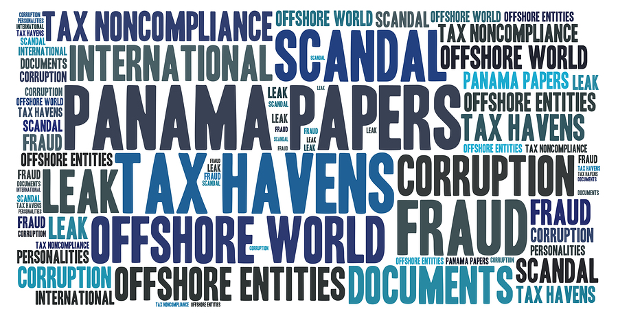 Panama papers scandal word cloud concept illustration