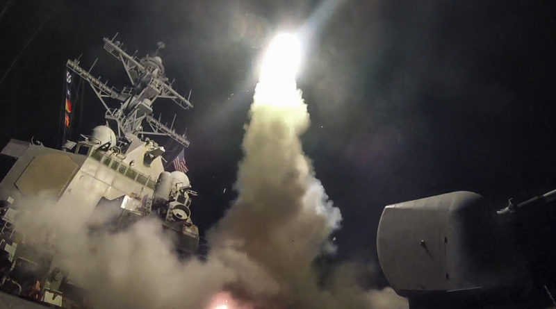 The guided-missile destroyer USS Porter (DDG 78) conducts strike operations while in the Mediterranean Sea, April 7, 2017. Porter, forward-deployed to Rota, Spain, is conducting naval operations in the U.S. 6th Fleet area of operations in support of U.S. national security interests in Europe. (U.S. Navy photo by Mass Communication Specialist 3rd Class Ford Williams/Released)