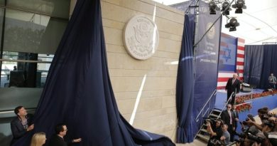 Treasury Secretary Steven Mnuchin unveiled the seal for the new United States Embassy in Jerusalem, Israel, May 14, 2018