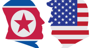 Us President Donald Trump And Kim Jong Un Silhouet