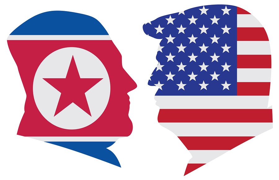 Us President Donald Trump And Kim Jong Un Silhouet