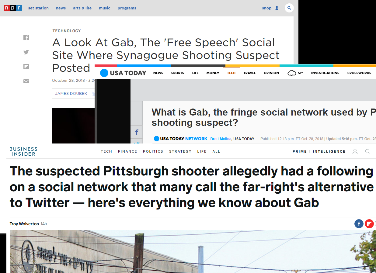 Gab.com Pittsburgh Synagogue Shooter stories collage