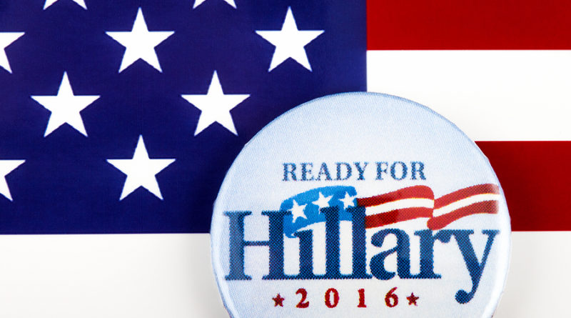 A Hillary Clinton 2016 pin badge