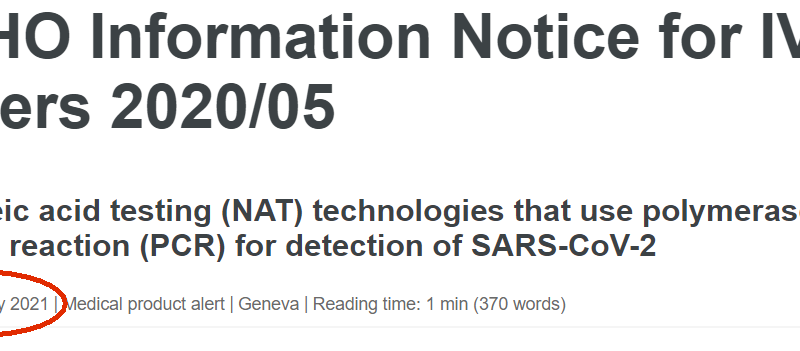 20210120-WHO PCR guidance screenshot