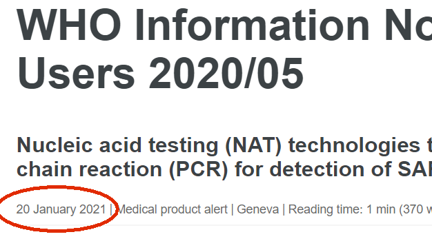 20210120-WHO PCR guidance screenshot